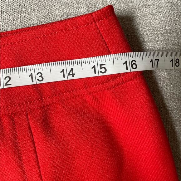 Loft Bright Orange Knit Substantial Front Kick Pleat Zip Back A Line Skirt Work - Picture 6 of 9